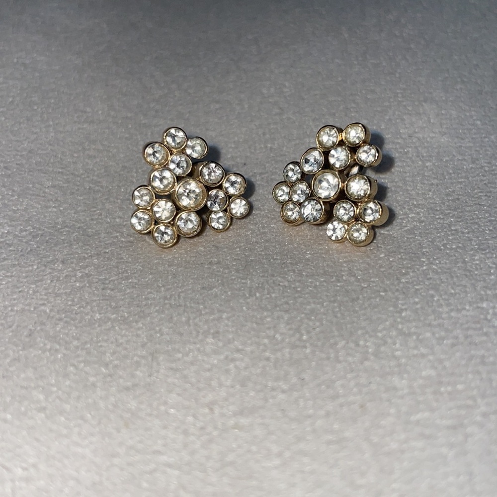 Trifari Rhinestone Cluster Earrings